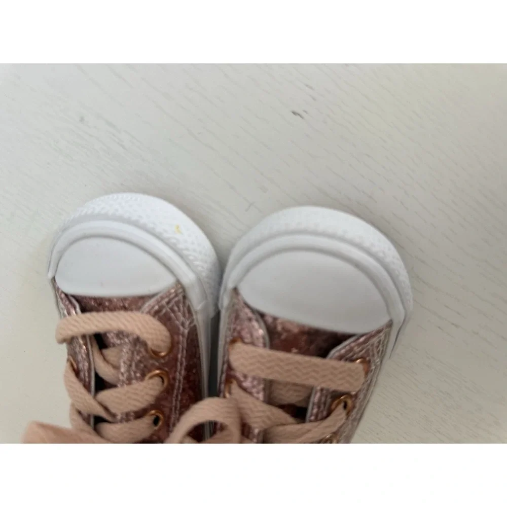 New Rose Gold Glitter Converse Shoes Sneakers Toddler Baby Girl Size 3